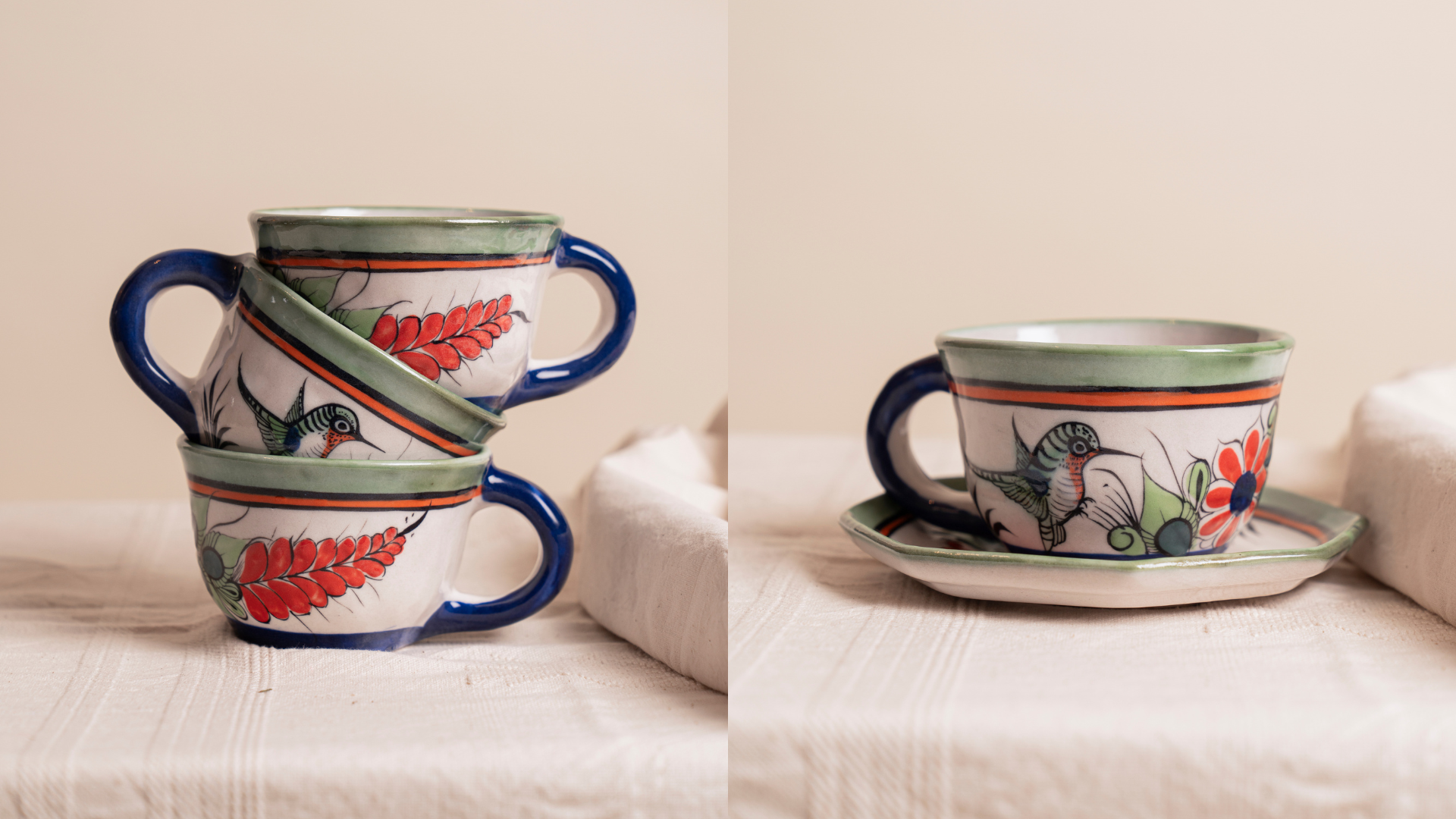 Taza con Porcelana Colibrí