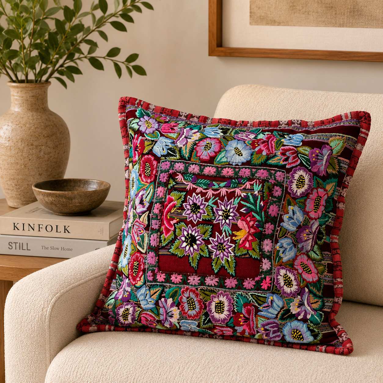 Embroidered Cushion Cover 50x50 cm