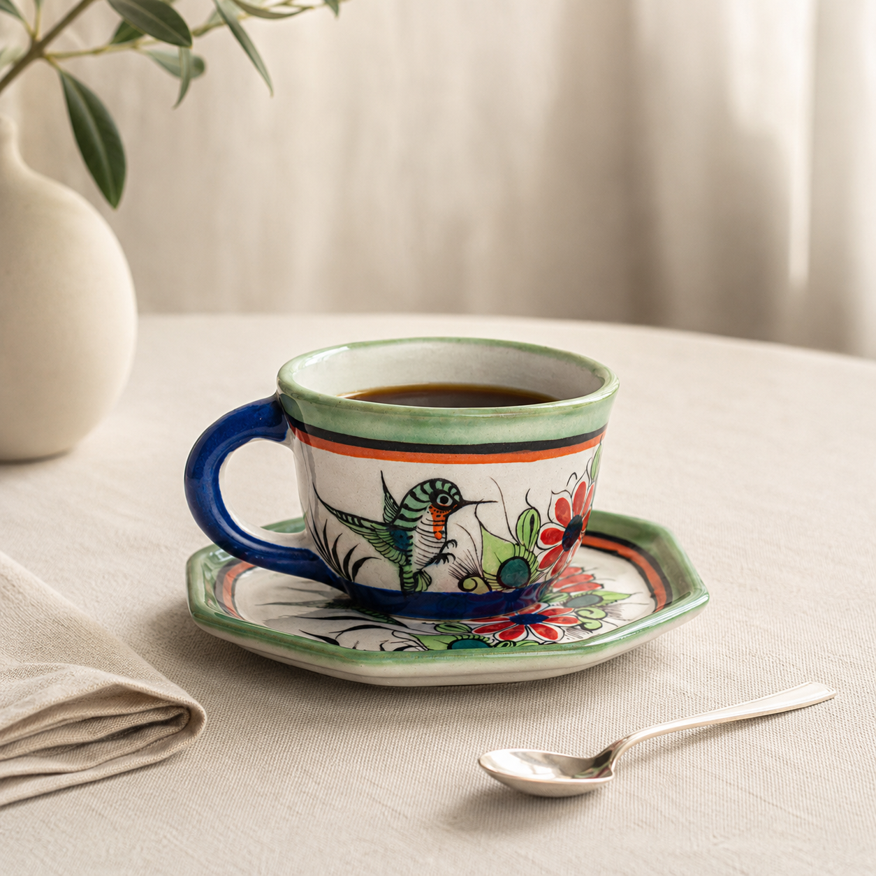 Taza con Porcelana Colibrí