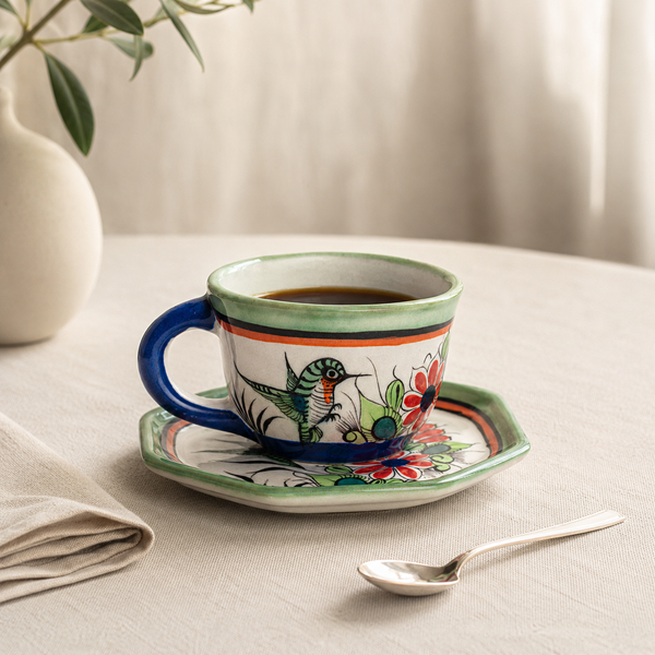 Taza con Porcelana Colibrí